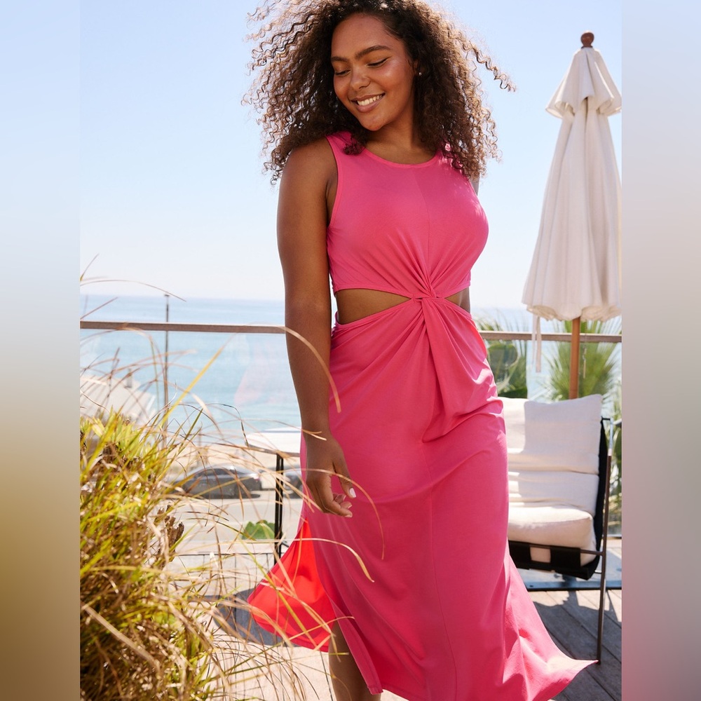 Beyond Yoga Around The World Front Twist Dress pink size XL New With Tags